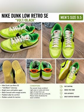 Nike Dunk Low Retro SE Volt/Black Men's Athletic Shoes